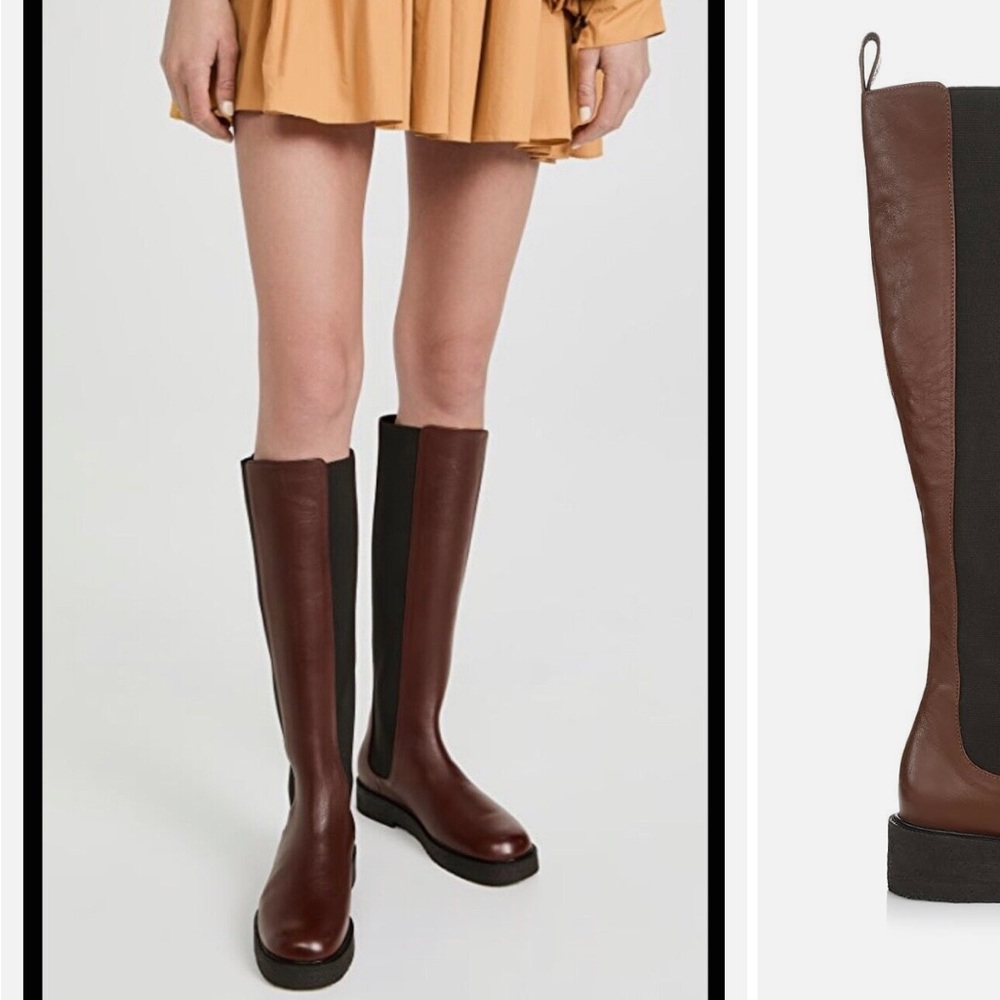 STAUD Brown and Black Over the Knee Boots